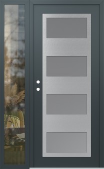 Diamond C2 50" x 80" anthracite/anthracite frosted Glass Panel stainless steel RHI with Sidelite clear Glass