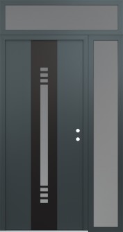 DIAMOND A5 48" X 96" ANTHRACITE/ANTHRACITE FROSTED GLASS PANEL BLACK LHI WITH SIDELITE AND TRANSOM FROSTED GLASS