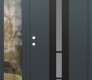 Modern Steel Front Door DIAMOND A3 48" X 80" ANTHRACITE/ANTHRACITE FROSTED GLASS PANEL BLACK RHI WITH SIDELITE CLEAR GLASS