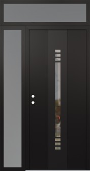 DIAMOND A5 52" X 96" BLACK/BLACK CLEAR GLASS PANEL BLACK RHI WITH SIDELITE AND TRANSOM FROSTED GLASS