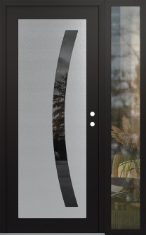Diamond C4 52" x 80" black/black mirrored Glass Panel stainless steel LHI with Sidelite clear Glass