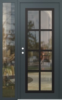 Diamond C16 48" x 80" anthracite/anthracite clear Glass Panel black RHI with Sidelite clear Glass