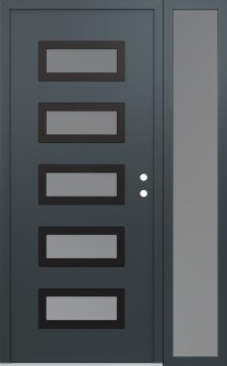 Diamond D1 48" x 80" anthracite/anthracite frosted Glass Panel black LHI with Sidelite frosted Glass