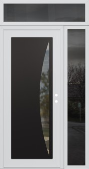 Diamond C13 52" x 96" white/white clear Glass Panel black LHI with Sidelite and Transom mirrored Glass