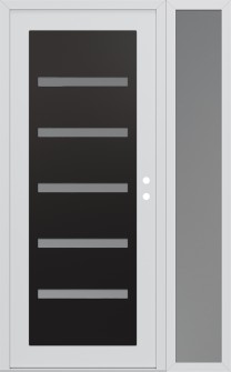 Diamond C7 52" x 80" white/white frosted Glass Panel black LHI with Sidelite frosted Glass