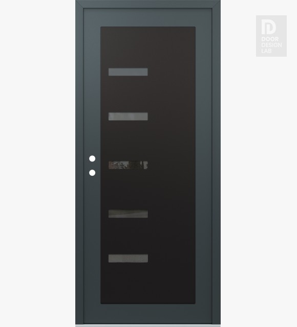 Modern Steel Front Door Diamond C8 36" x 80" anthracite/anthracite mirrored Glass Panel black RHI