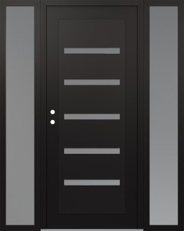 Diamond C7 60" x 80" black/white frosted Glass Panel black RHI with 2 Sidelites frosted Glass