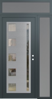Diamond C3 52" x 96" anthracite/anthracite clear Glass Panel stainless steel LHI with Sidelite and Transom frosted Glass