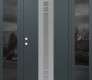 Modern Steel Front Door DIAMOND A4 68" X 80" ANTHRACITE/ANTHRACITE FROSTED GLASS PANEL STAINLESS STEEL RHI WITH 2 SIDELITES MIRRORED GLASS