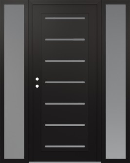 Diamond C11 64" x 80" black/white frosted Glass Panel black RHI with 2 Sidelites frosted Glass