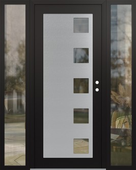 Diamond C5 68" x 80" black/black clear Glass Panel stainless steel LHI with 2 Sidelites clear Glass