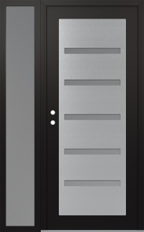 Diamond C7 48" x 80" black/white frosted Glass Panel stainless steel RHI with Sidelite frosted Glass