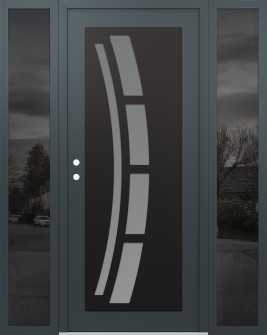 Diamond C12 64" x 80" anthracite/anthracite frosted Glass Panel black RHI with 2 Sidelites mirrored Glass