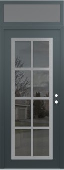 Diamond C16 36" x 96" anthracite/anthracite mirrored Glass Panel stainless steel LHI with Transom frosted Glass