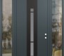 Modern Steel Front Door DIAMOND A3 68" X 96" ANTHRACITE/ANTHRACITE FROSTED GLASS PANEL BLACK LHI WITH 2 SIDELITES AND TRANSOM CLEAR GLASS