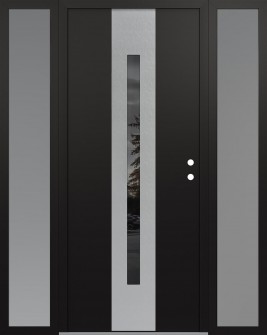 DIAMOND A2 60" X 80" BLACK/BLACK MIRRORED GLASS PANEL STAINLESS STEEL LHI WITH 2 SIDELITES FROSTED GLASS