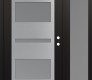 Modern Steel Front Door Diamond C10 48" x 80" black/white frosted Glass Panel stainless steel LHI with Sidelite frosted Glass