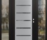Modern Steel Front Door Diamond C11 68" x 80" black/black mirrored Glass Panel stainless steel LHI with 2 Sidelites clear Glass