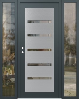 Diamond C7 60" x 80" anthracite/anthracite clear Glass Panel stainless steel RHI with 2 Sidelites clear Glass