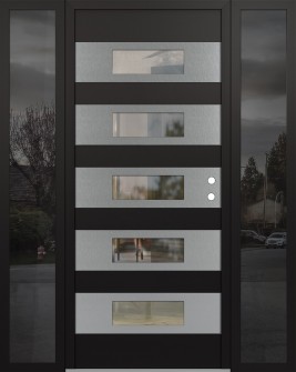 Diamond D5 64" x 80" black/black clear Glass Panel stainless steel LHI with 2 Sidelites mirrored Glass