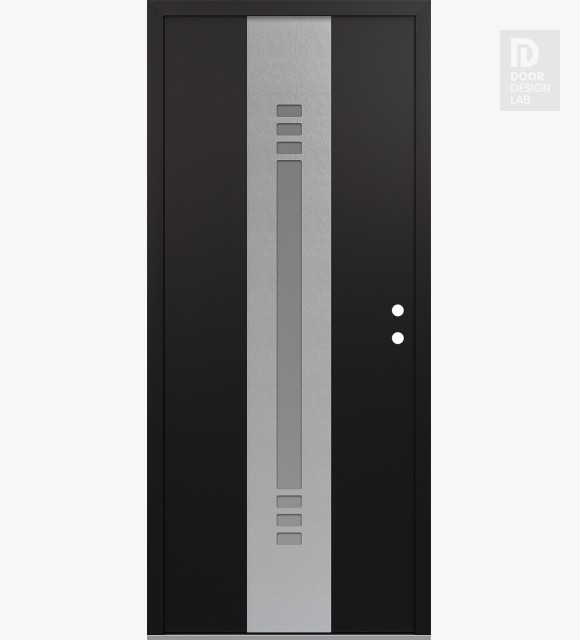 Modern Steel Front Door DIAMOND A5 36" X 80" BLACK/WHITE FROSTED GLASS PANEL STAINLESS STEEL LHI