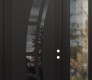Modern Steel Front Door Diamond C12 50" x 96" black/black mirrored Glass Panel black LHI with Sidelite and Transom clear Glass