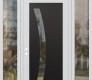 Modern Steel Front Door Diamond C4 60" x 96" white/white clear Glass Panel black RHI with 2 Sidelites and Transom clear Glass