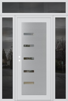 Diamond C8 64" x 96" white/white clear Glass Panel stainless steel RHI with 2 Sidelites and Transom mirrored Glass