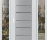 Modern Steel Front Door Diamond C11 60" x 80" white/white frosted Glass Panel stainless steel RHI with 2 Sidelites clear Glass