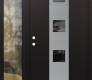 Modern Steel Front Door DIAMOND A12 48" X 80" BLACK/BLACK MIRRORED GLASS PANEL STAINLESS STEEL RHI WITH SIDELITE CLEAR GLASS