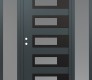 Modern Steel Front Door Diamond D3 60" x 80" anthracite/anthracite frosted Glass Panel black RHI with 2 Sidelites frosted Glass