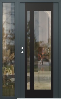 Diamond C15 48" x 80" anthracite/anthracite clear Glass Panel black RHI with Sidelite clear Glass