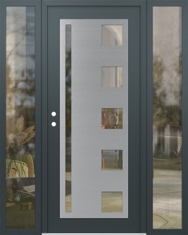 Diamond C3 60" x 80" anthracite/anthracite clear Glass Panel stainless steel RHI with 2 Sidelites clear Glass