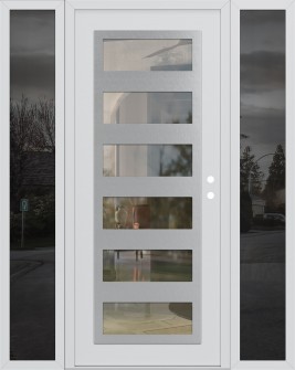 Diamond C9 64" x 80" white/white clear Glass Panel stainless steel LHI with 2 Sidelites mirrored Glass