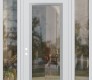 Modern Steel Front Door Diamond C1 60" x 96" white/white clear Glass Panel stainless steel RHI with 2 Sidelites and Transom clear Glass