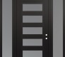 Modern Steel Front Door Diamond C9 60" x 96" black/white frosted Glass Panel black LHI with 2 Sidelites and Transom frosted Glass