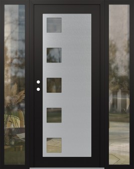 Diamond C5 60" x 80" black/black clear Glass Panel stainless steel RHI with 2 Sidelites clear Glass
