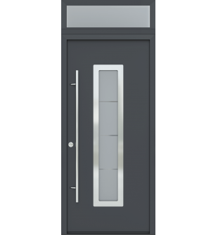 MODERN FRONT STEEL DOOR ARGOS ANTRACIT/WHITE 37 7/16" X 95 11/16" RHI + TRANSOM