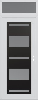 Diamond C10 36" x 96" white/white frosted Glass Panel black LHI with Transom frosted Glass