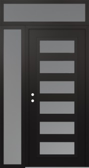 Diamond C9 48" x 96" black/white frosted Glass Panel black RHI with Sidelite and Transom frosted Glass