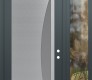 Modern Steel Front Door Diamond C13 52" x 96" anthracite/anthracite frosted Glass Panel stainless steel LHI with Sidelite and Transom clear Glass
