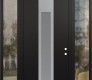 Modern Steel Front Door DIAMOND A1 64" X 96" BLACK/WHITE FROSTED GLASS PANEL STAINLESS STEEL LHI WITH 2 SIDELITES AND TRANSOM CLEAR GLASS