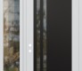 Modern Steel Front Door Diamond C6 50" x 96" white/white clear Glass Panel black RHI with Sidelite and Transom clear Glass