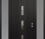 Modern Steel Front Door DIAMOND A7 68" X 96" BLACK/BLACK CLEAR GLASS PANEL BLACK LHI WITH 2 SIDELITES AND TRANSOM FROSTED GLASS