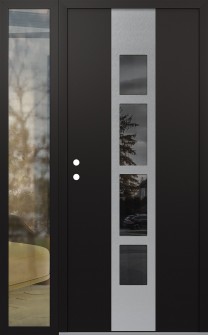 DIAMOND A10 50" X 80" BLACK/BLACK MIRRORED GLASS PANEL STAINLESS STEEL RHI WITH SIDELITE CLEAR GLASS