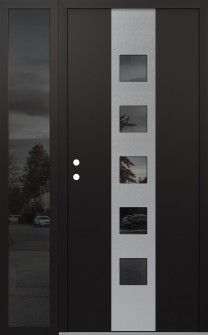 DIAMOND A13 52" X 80" BLACK/BLACK MIRRORED GLASS PANEL STAINLESS STEEL RHI WITH SIDELITE MIRRORED GLASS