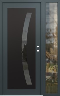 Diamond C4 48" x 80" anthracite/anthracite mirrored Glass Panel black LHI with Sidelite clear Glass