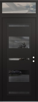 Diamond C10 36" x 96" black/black mirrored Glass Panel black LHI with Transom clear Glass