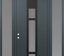 Modern Steel Front Door DIAMOND A9 60" X 96" ANTHRACITE/ANTHRACITE FROSTED GLASS PANEL BLACK RHI WITH 2 SIDELITES AND TRANSOM FROSTED GLASS