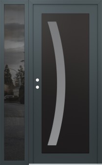 Diamond C4 52" x 80" anthracite/anthracite frosted Glass Panel black RHI with Sidelite mirrored Glass